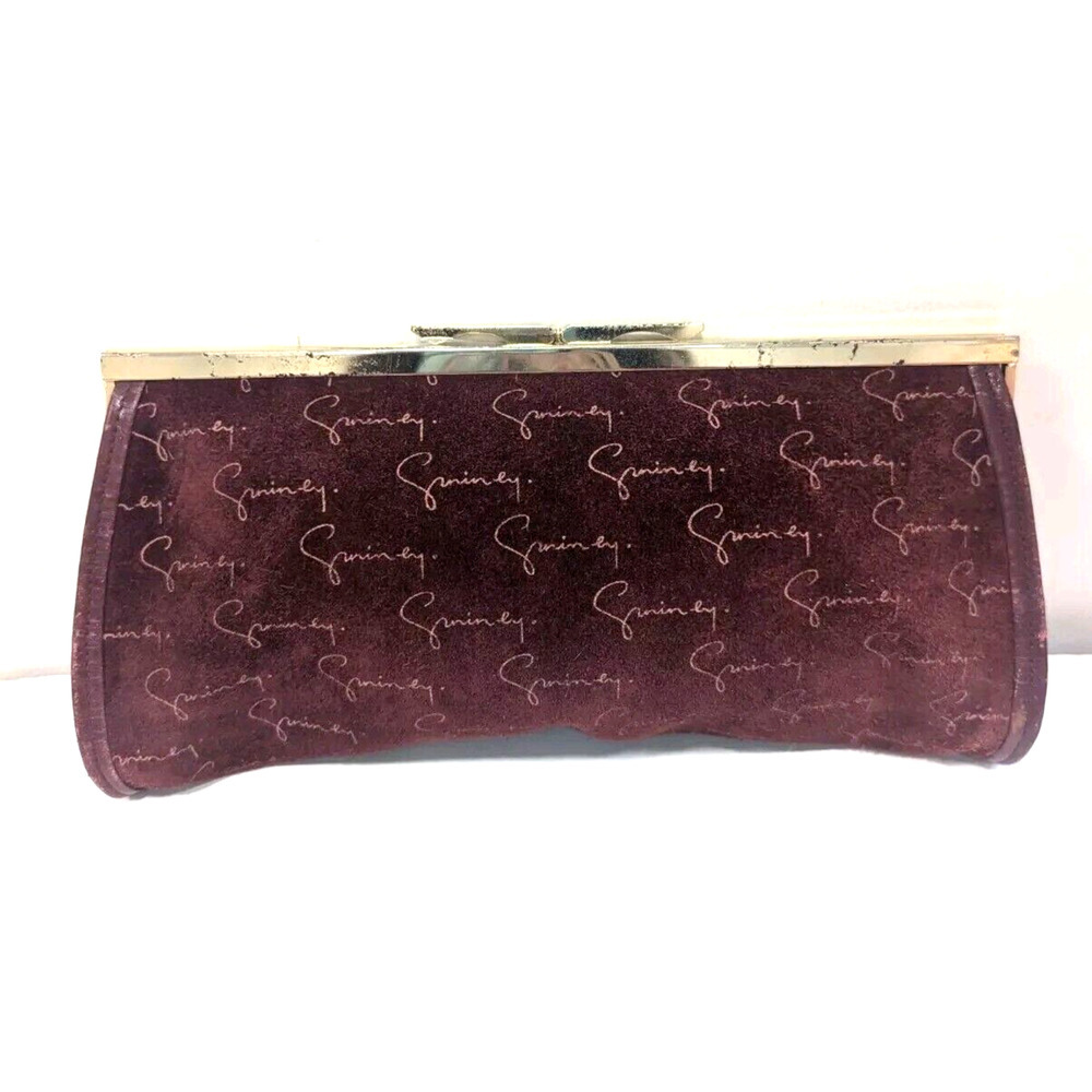 Vintage Maroon Red Suede Leather Givenchy Logo Bag Clutch Spellout